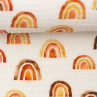 Musselin | THEA Regenbogen Erdtöne | weiß